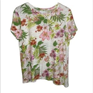 Floral J. Jill 100% Linen Top Size Medium